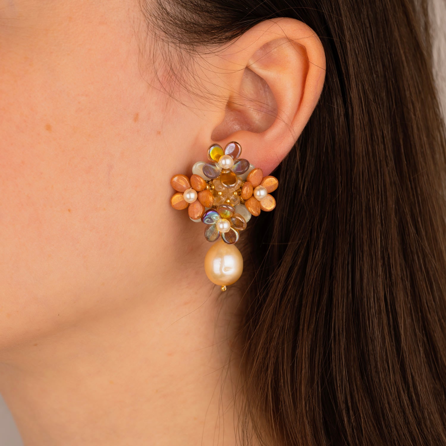 Blue Flowers Earrings Sterling Silver Ear Studs Bridesmaids Gifts