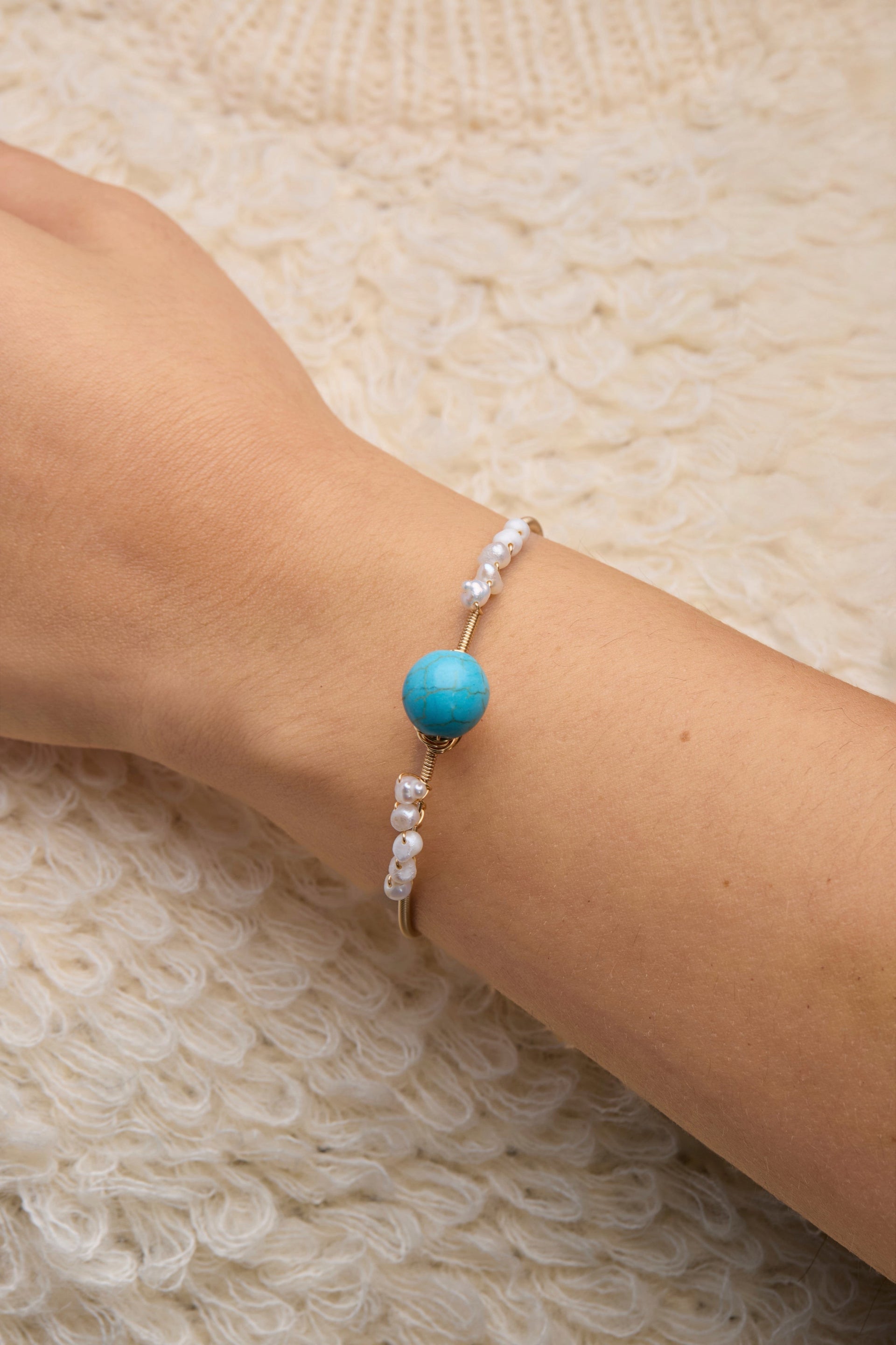 Turquoise Freshwater Pearl Cuff Bracelet