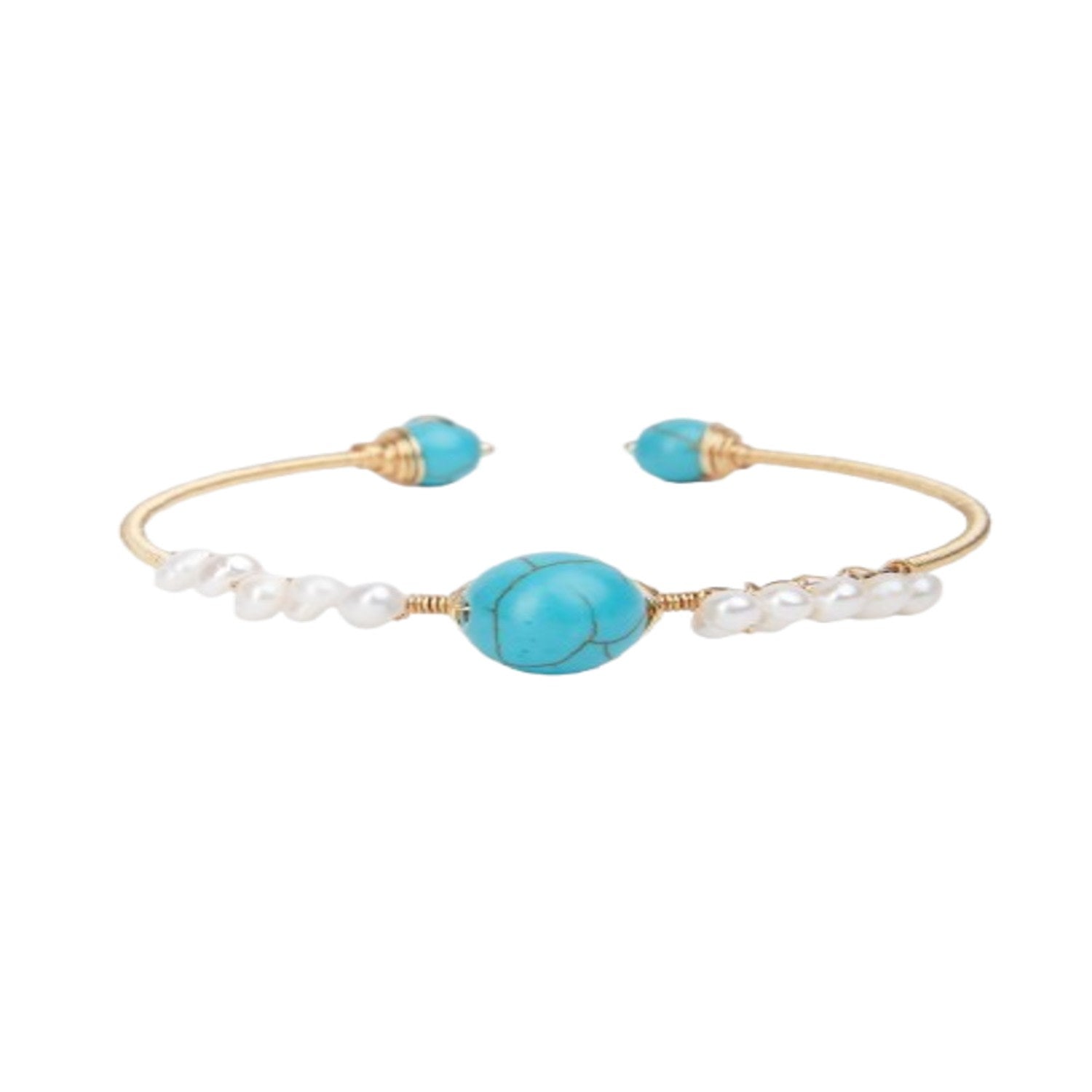 Turquoise Freshwater Pearl Cuff Bracelet