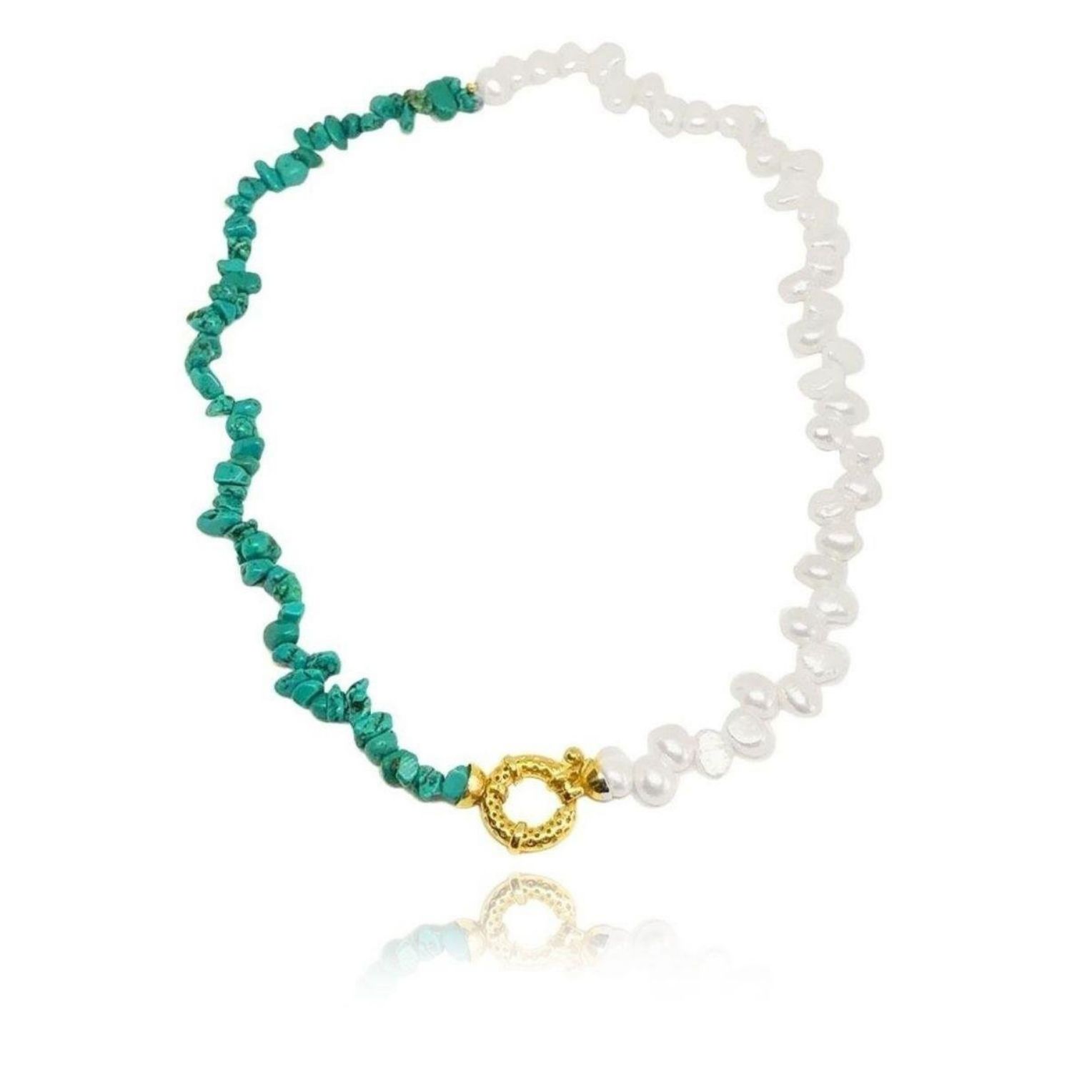 Turquoise Gem Pearl Necklace