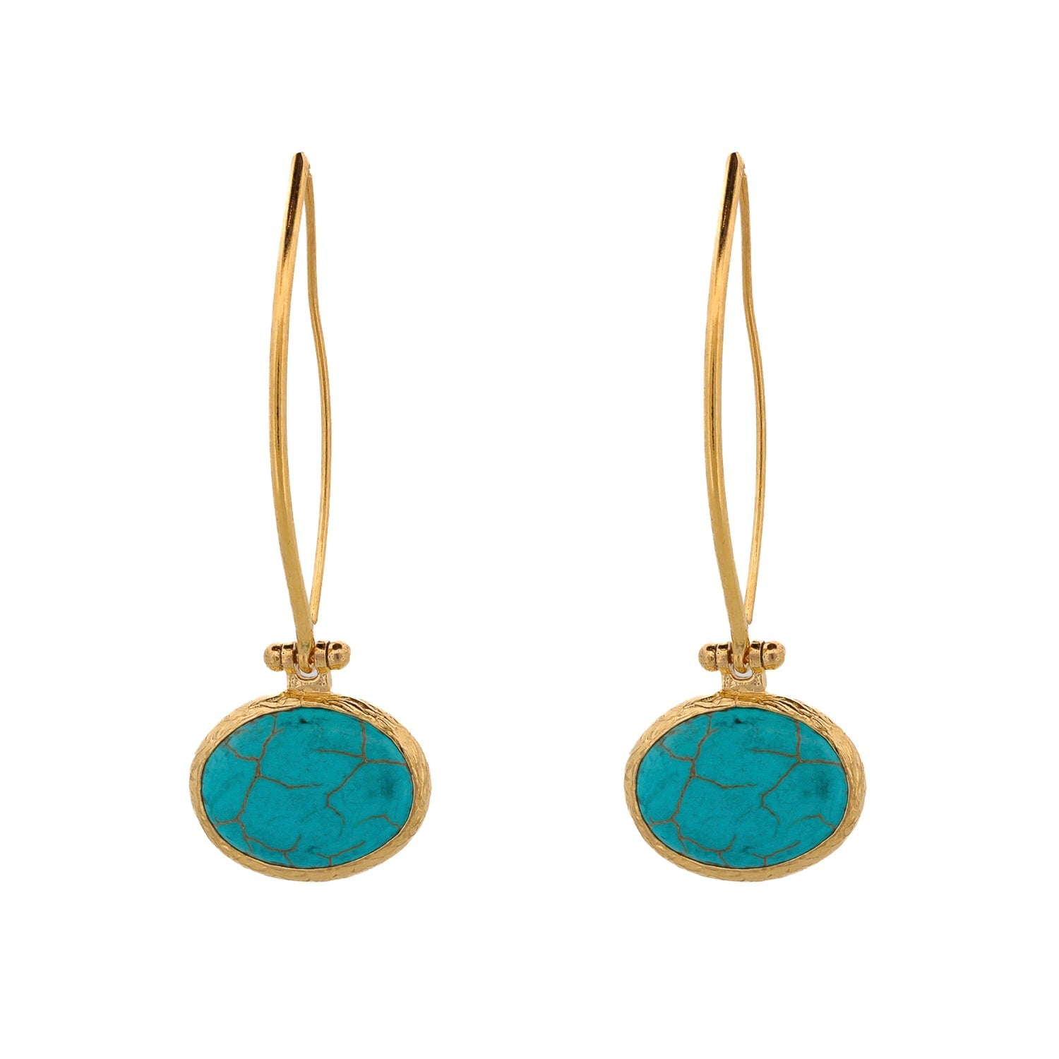 Turquoise Gemstone & Gold Dangle Earring - Turquoise