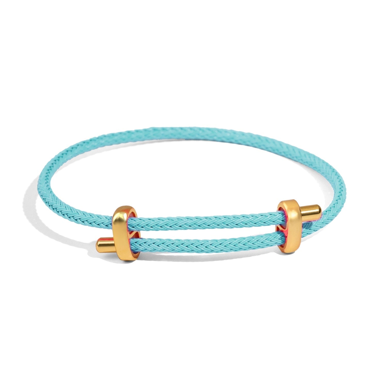 Turquoise Glow Adjustable Gold Rope Bracelet - Turquoise