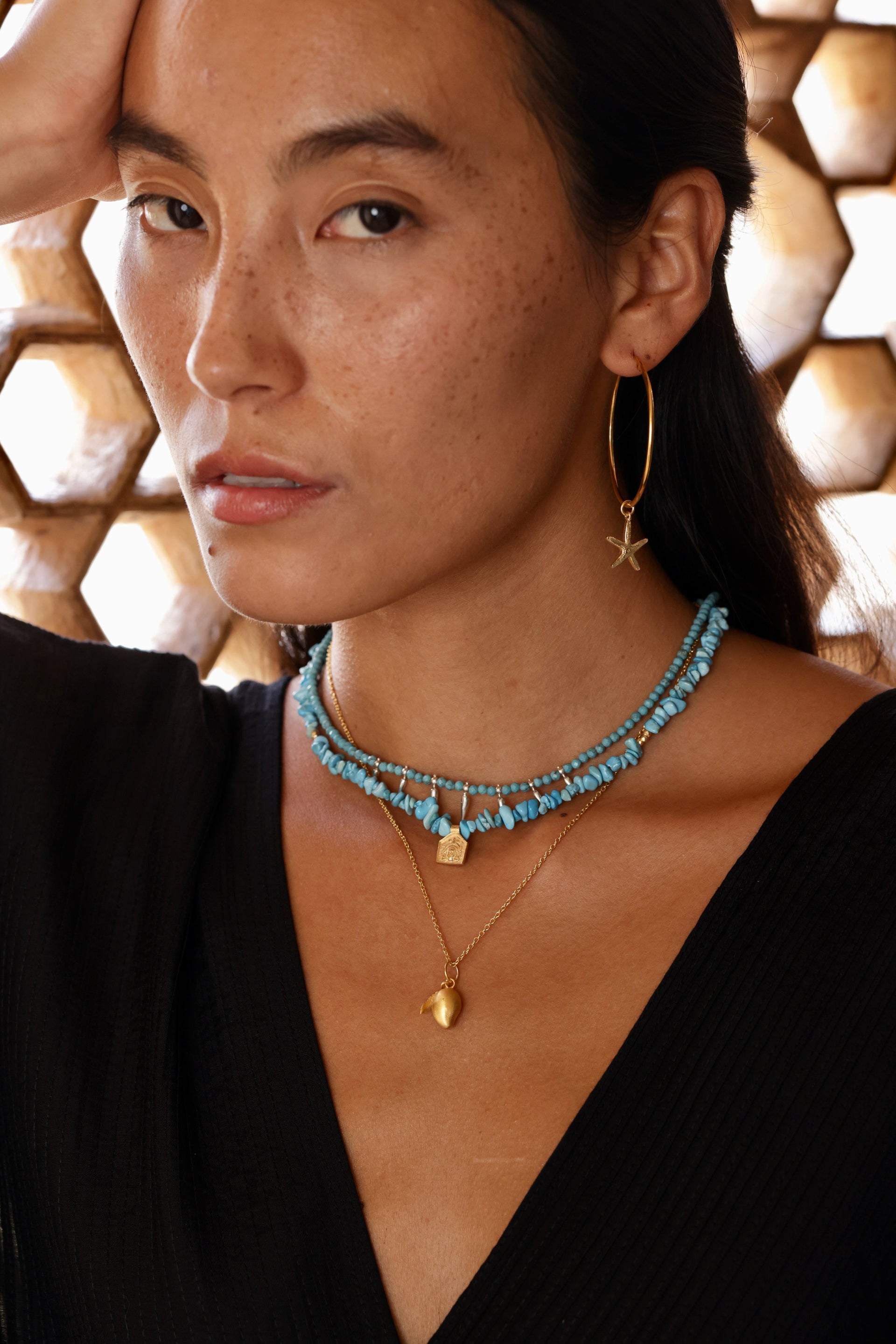 Turquoise Goddess Necklace - 22K Gold Vermeil