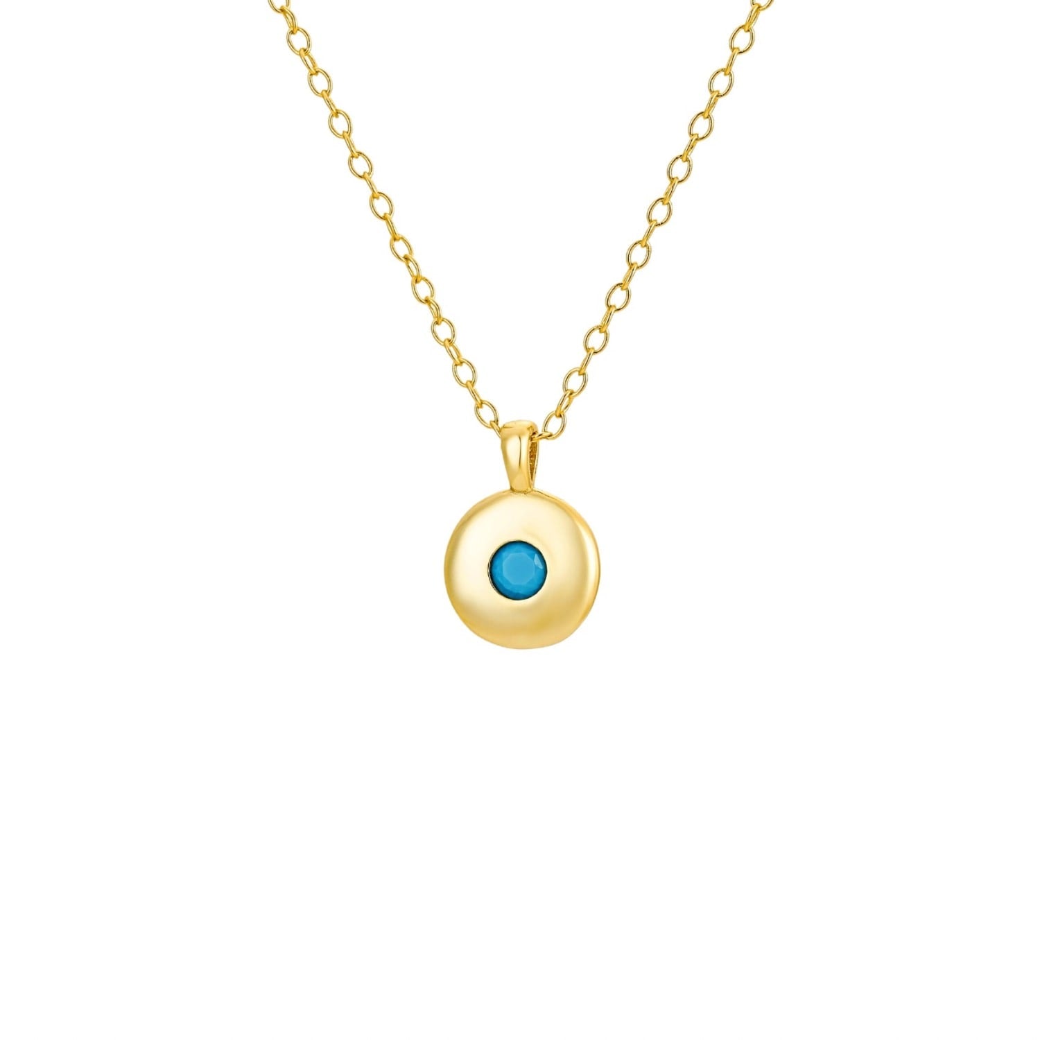 Turquoise Gold Round Pendant Necklace