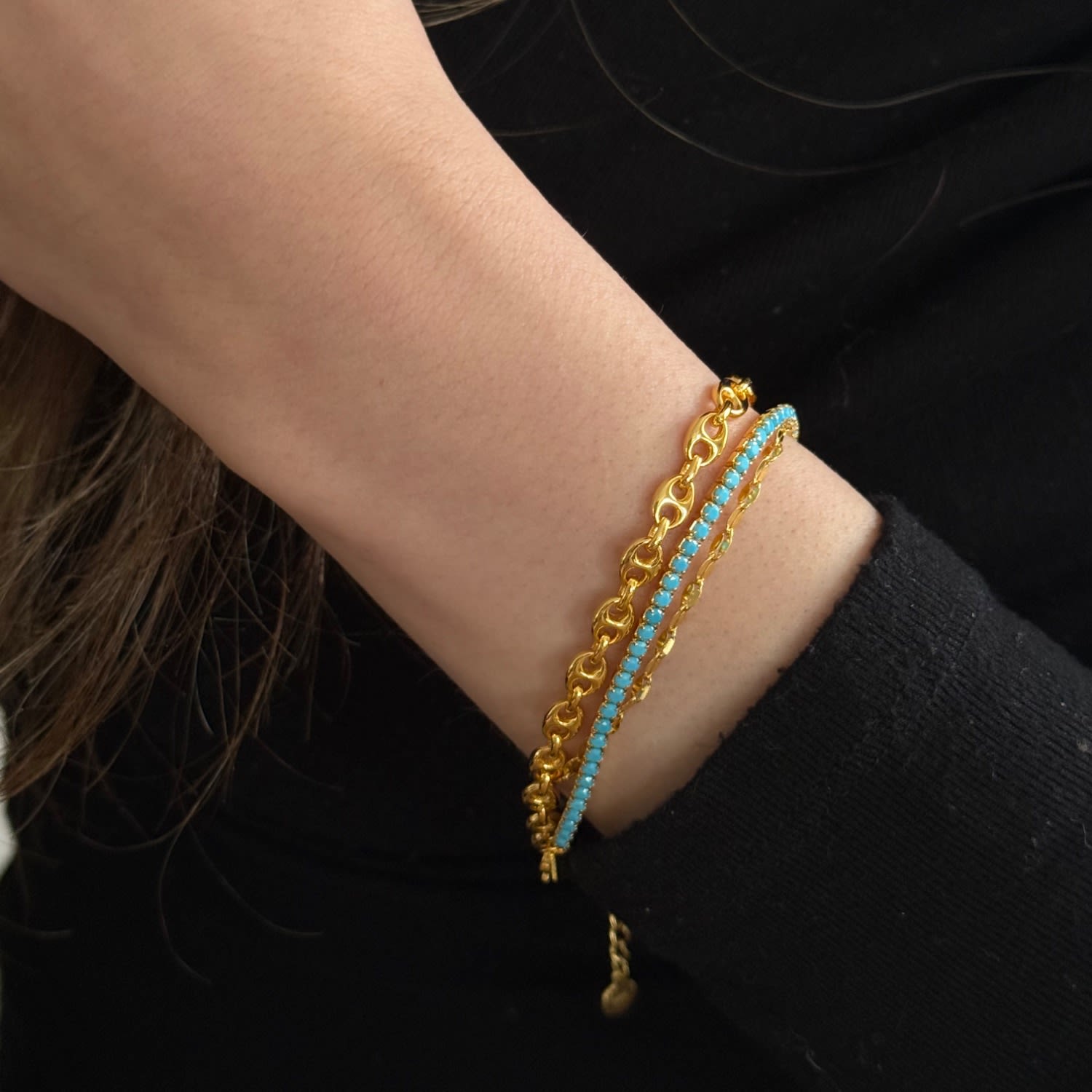 Turquoise Gold Vermeil Tennis Bracelet