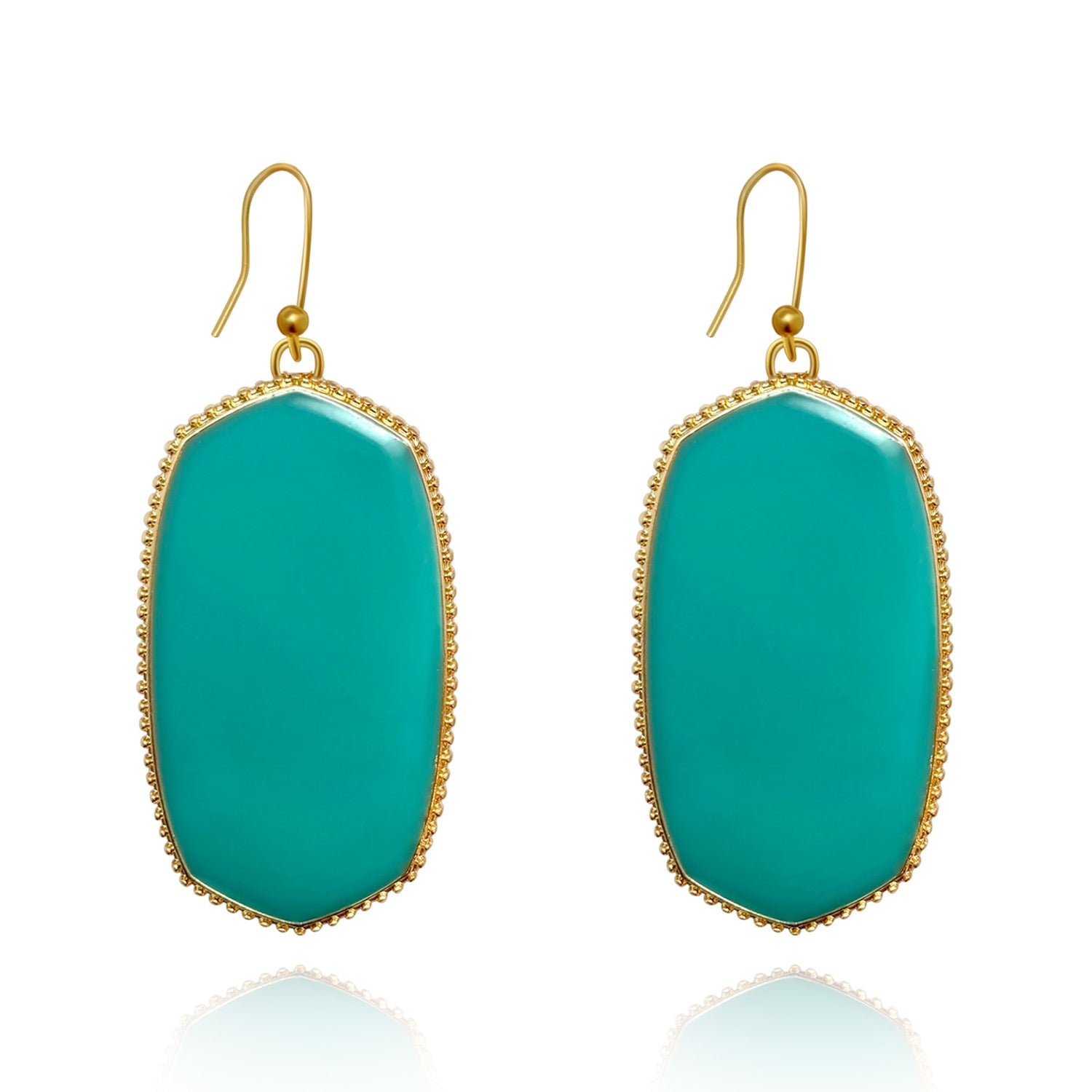 Turquoise Hand Enameled Drop Earrings On French Wire
