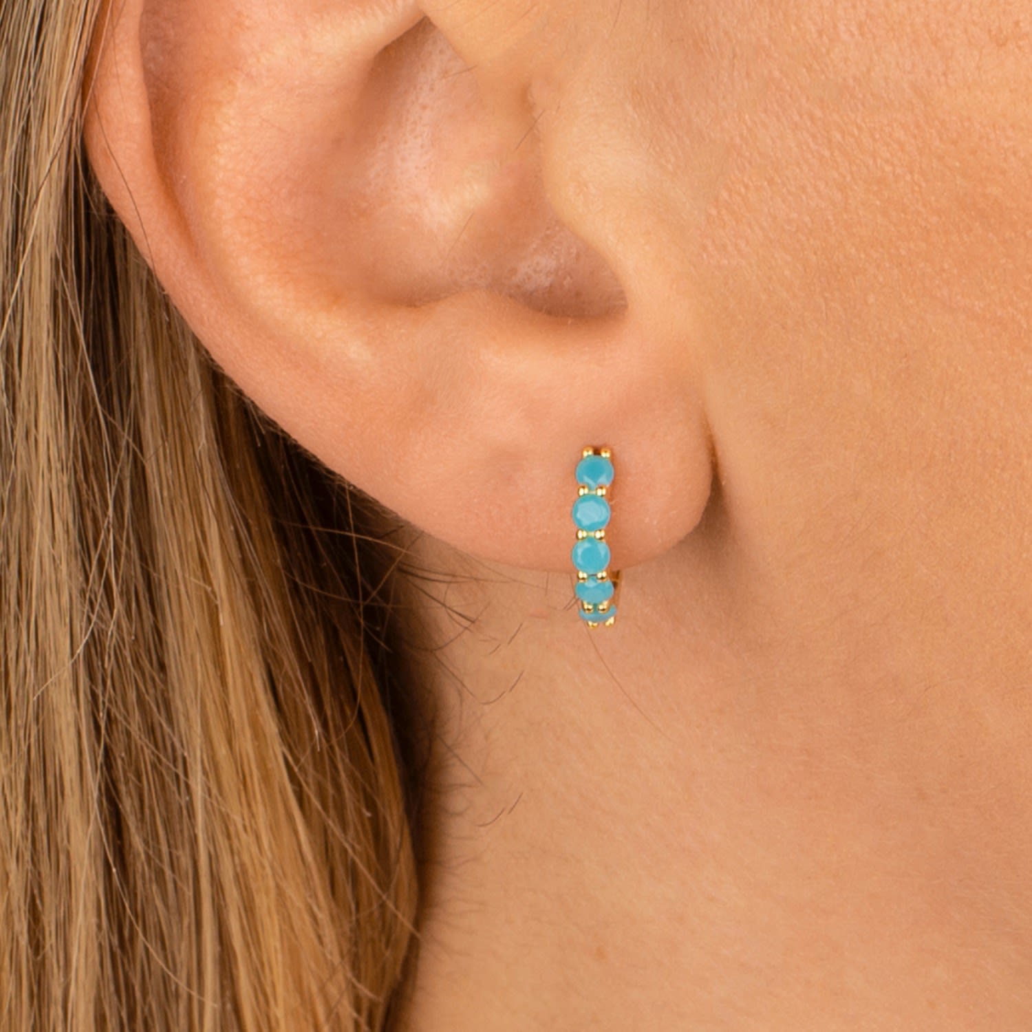 Turquoise Huggie Hoops Earring