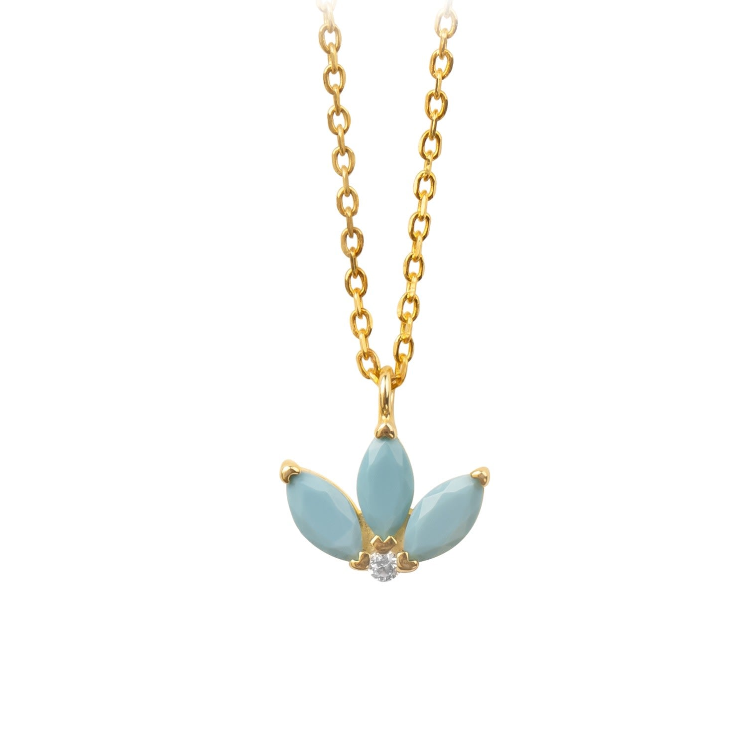 Turquoise Lotus Flower Necklace