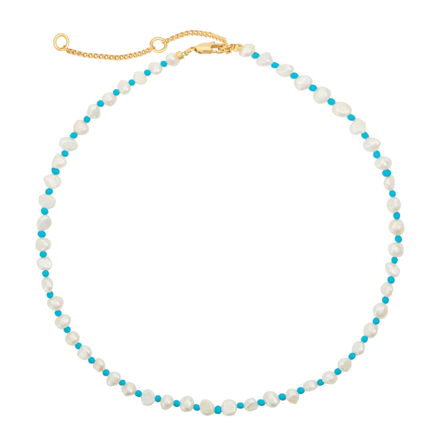 Turquoise And Baroque Pearl Necklace