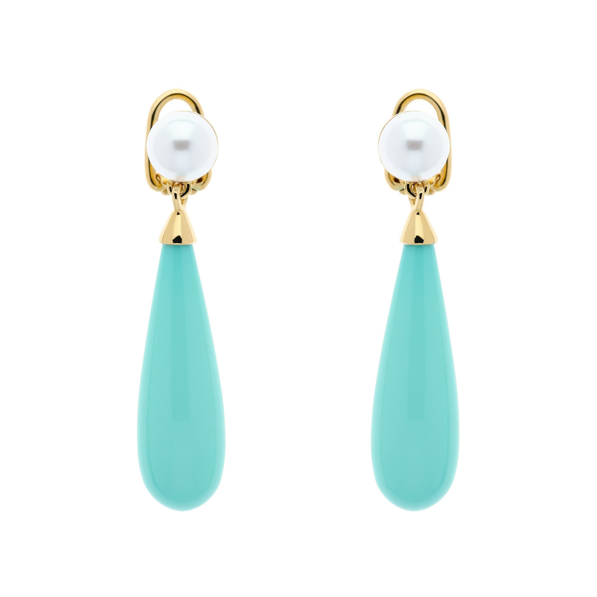 Turquoise & Pearl Teardrop Pearl Earrings