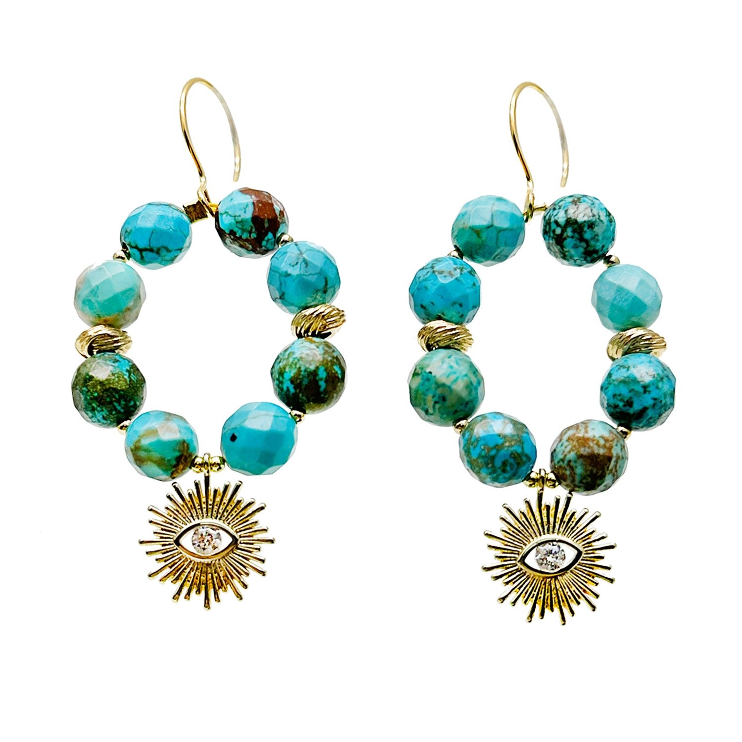 Turquoise With Evil Eye Earrings