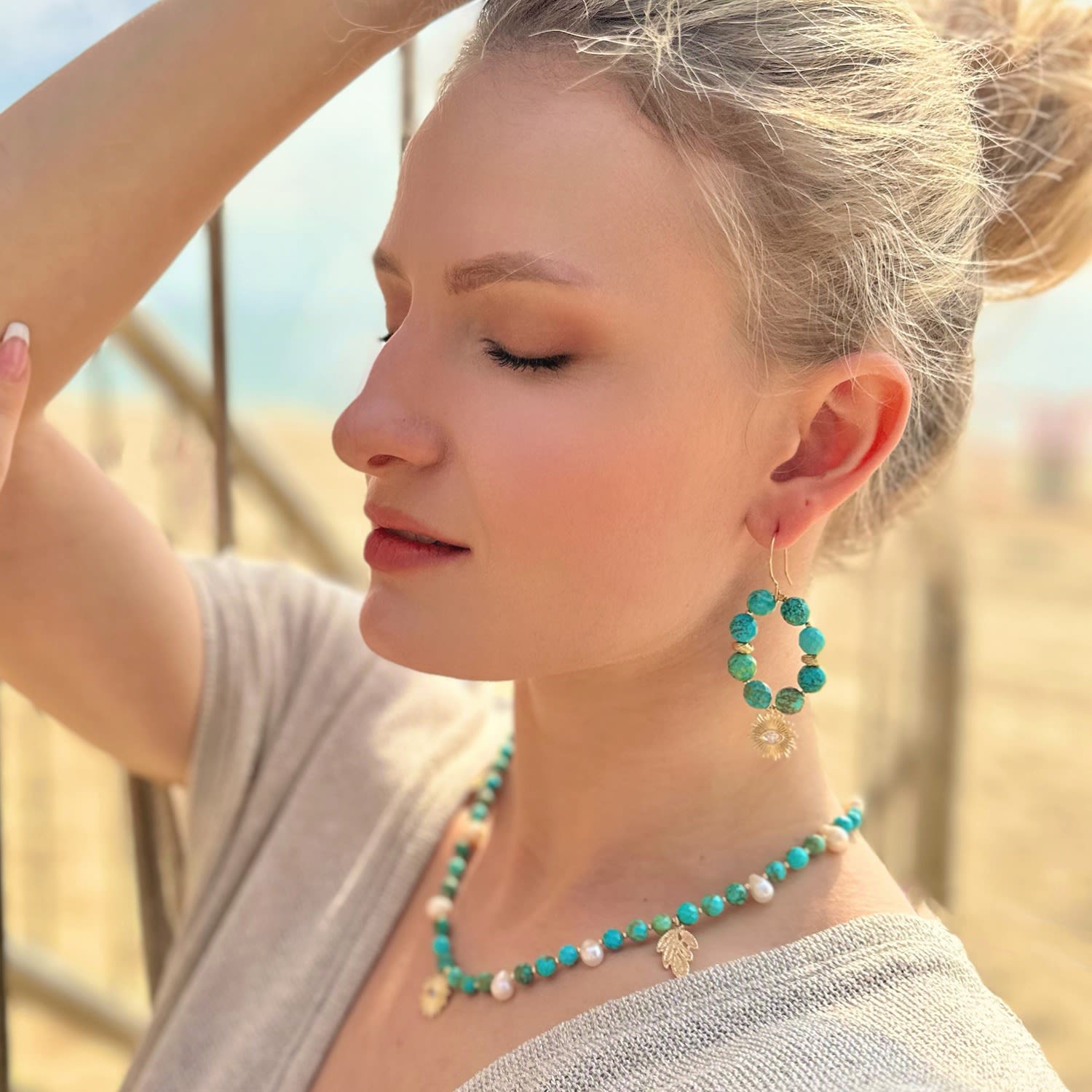 Turquoise With Evil Eye Pendant Necklace