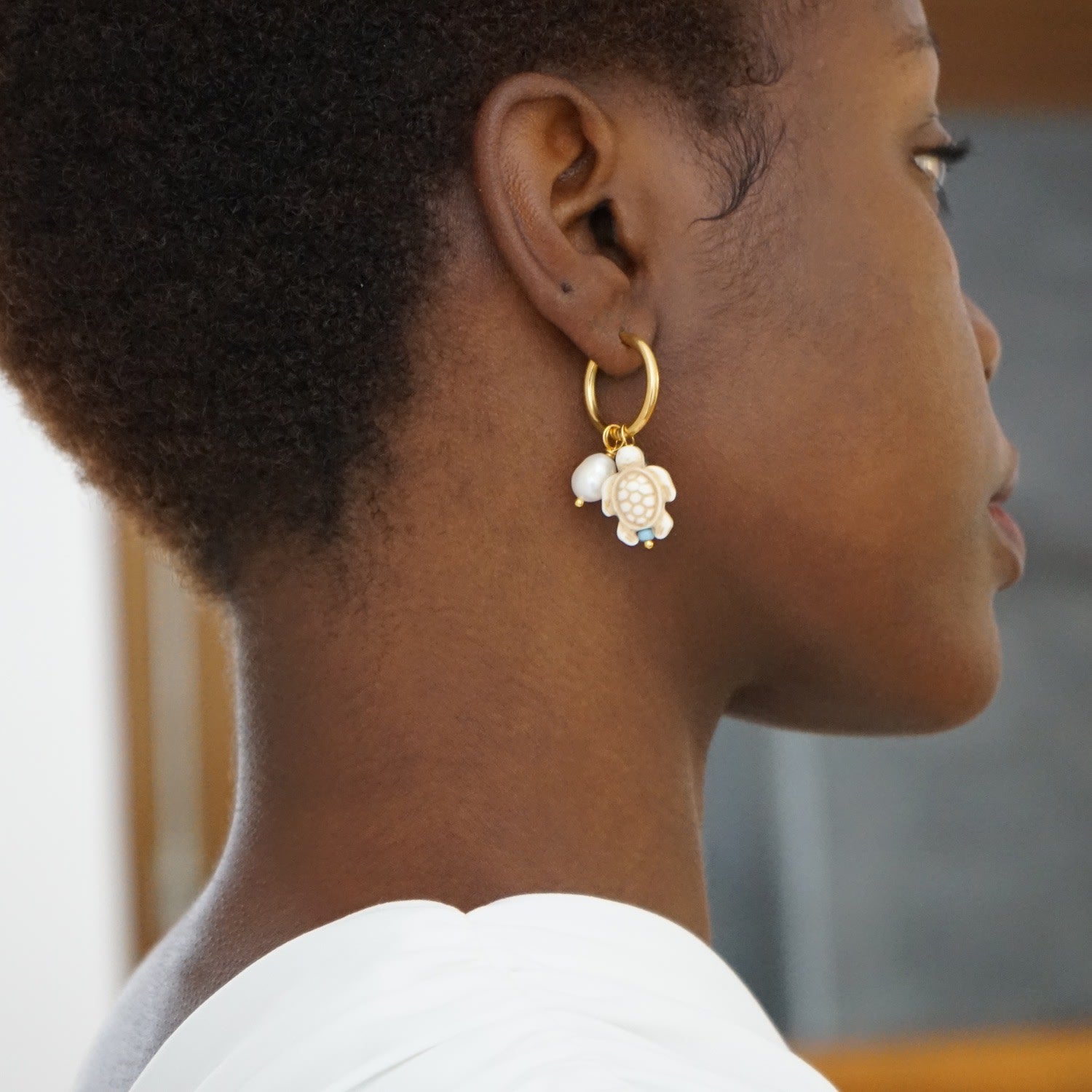 Turtle Agate Hoops Dalaman