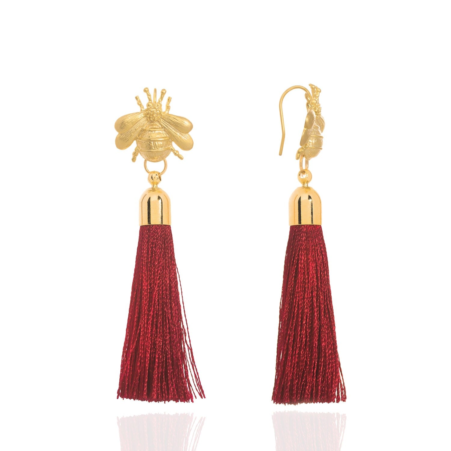 Bee Tassel Earrings Red
