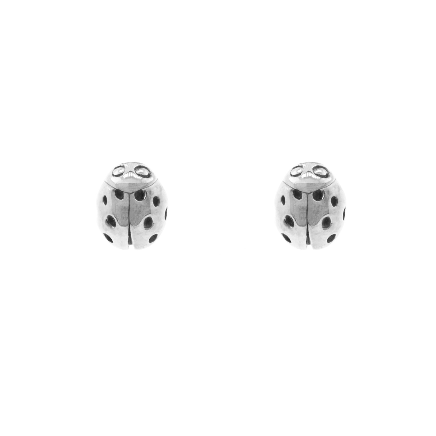 Ladybird Earrings - Silver - Wings Closed