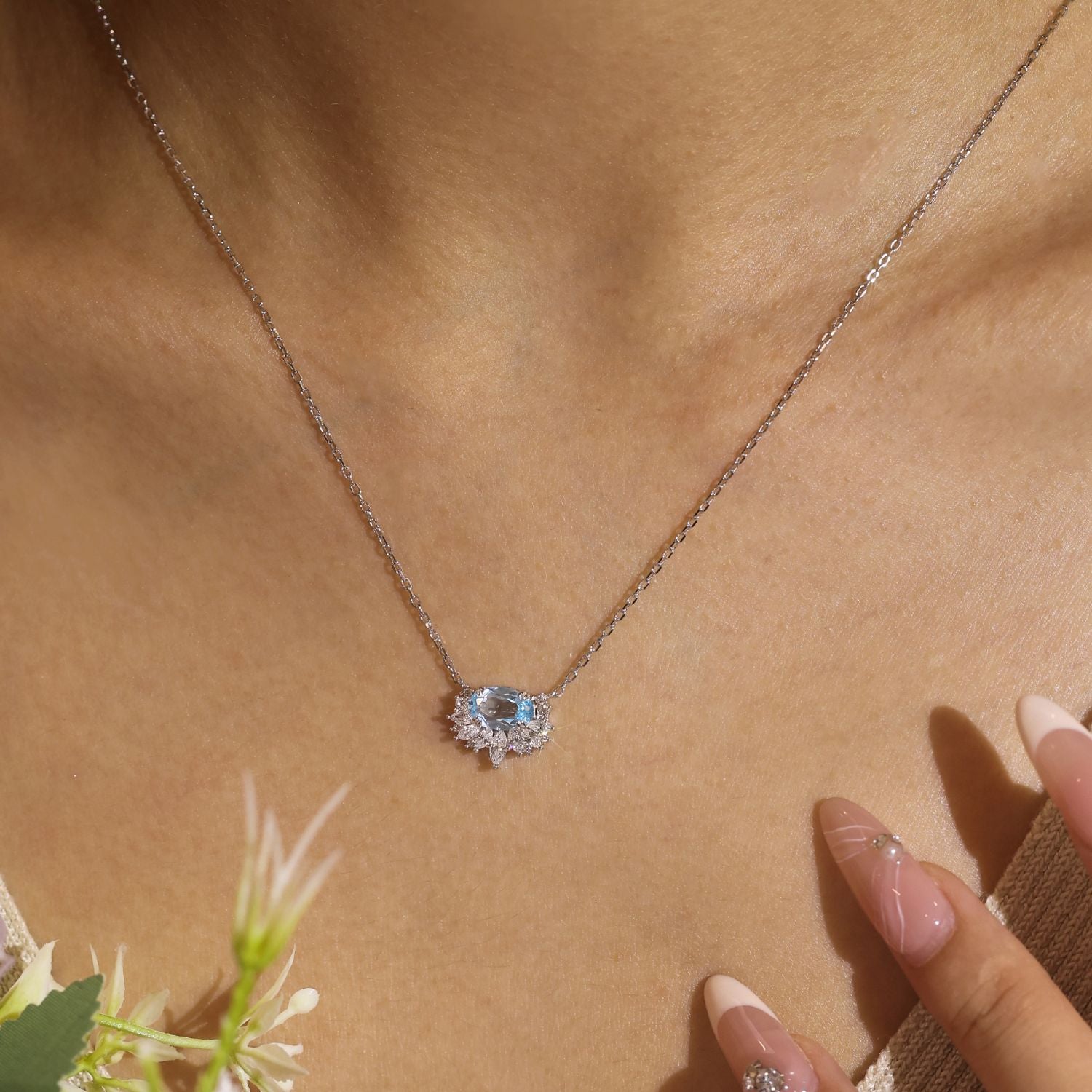 Twilight Star Sky Blue Topaz Necklace White Gold Vermeil