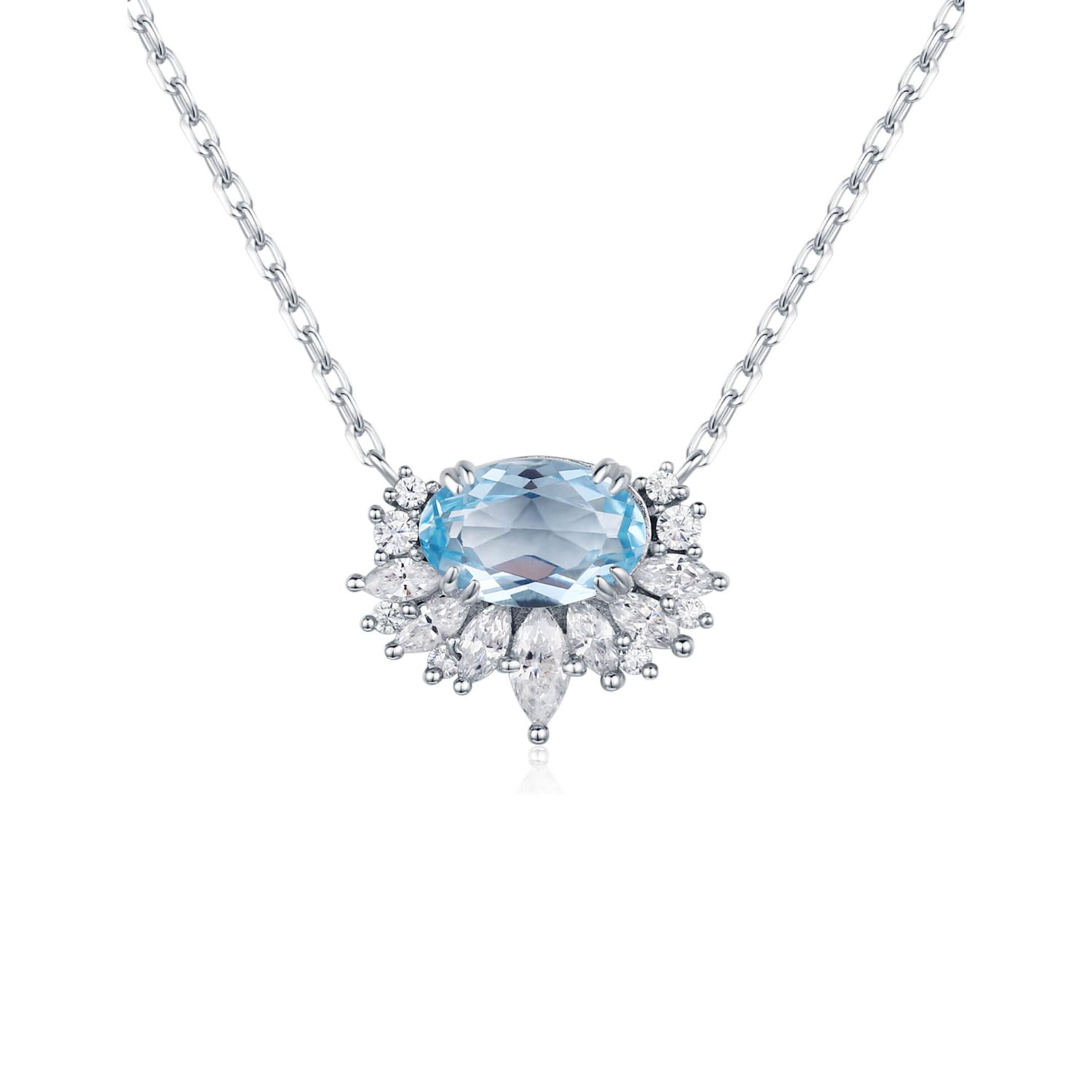 Twilight Star Sky Blue Topaz Necklace White Gold Vermeil