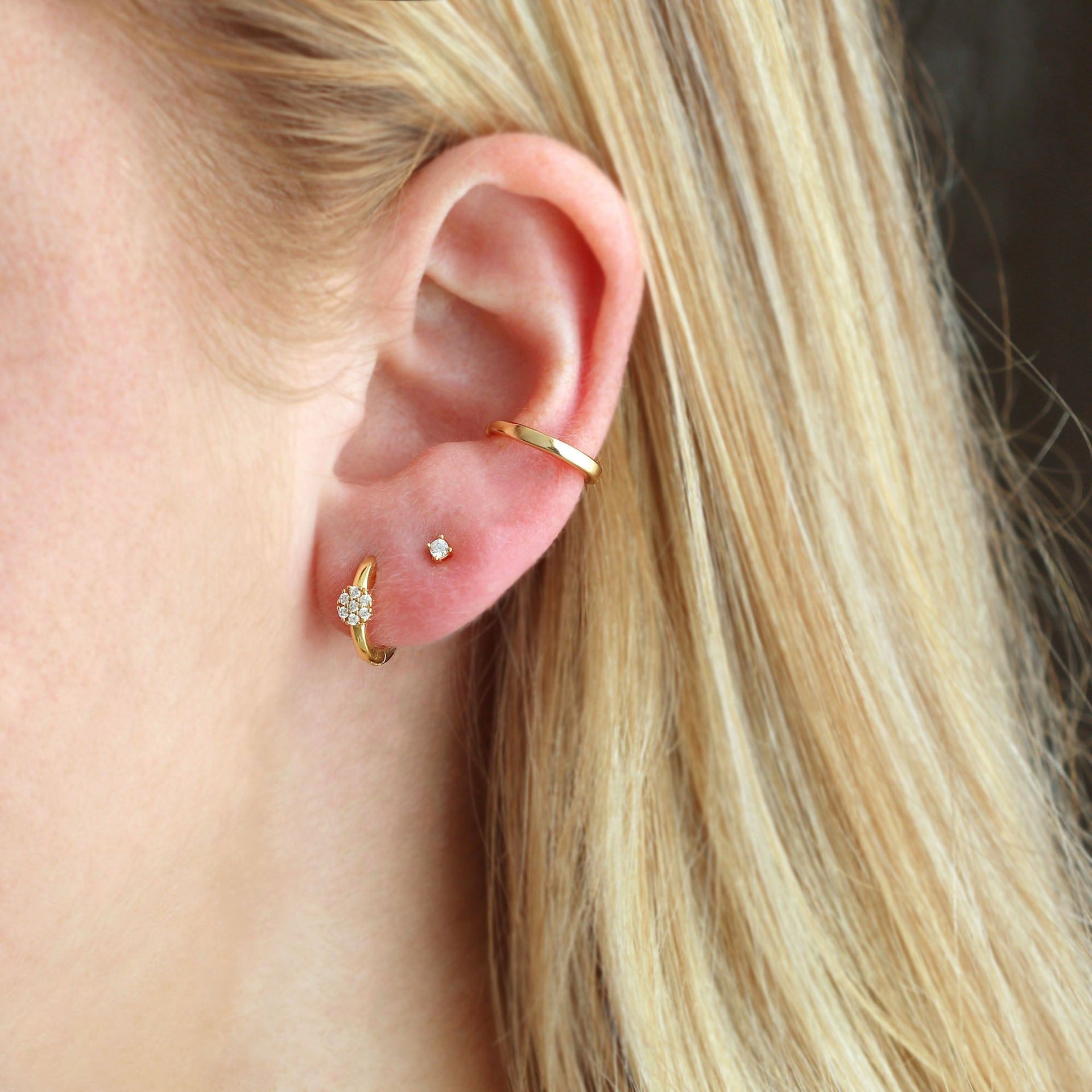 Twinkle Blossom Huggie Hoop Earrings