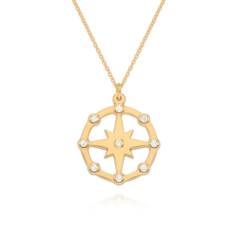 Twinkling Northern Star Necklace with Diamonds in 18K Gold Vermeil