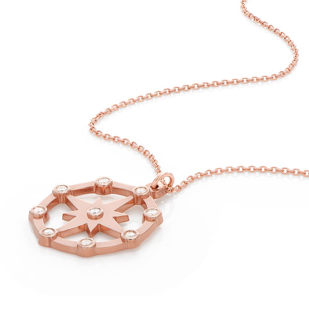 Twinkling Northern Star Necklace with Diamonds in 18K Rose Gold Plating