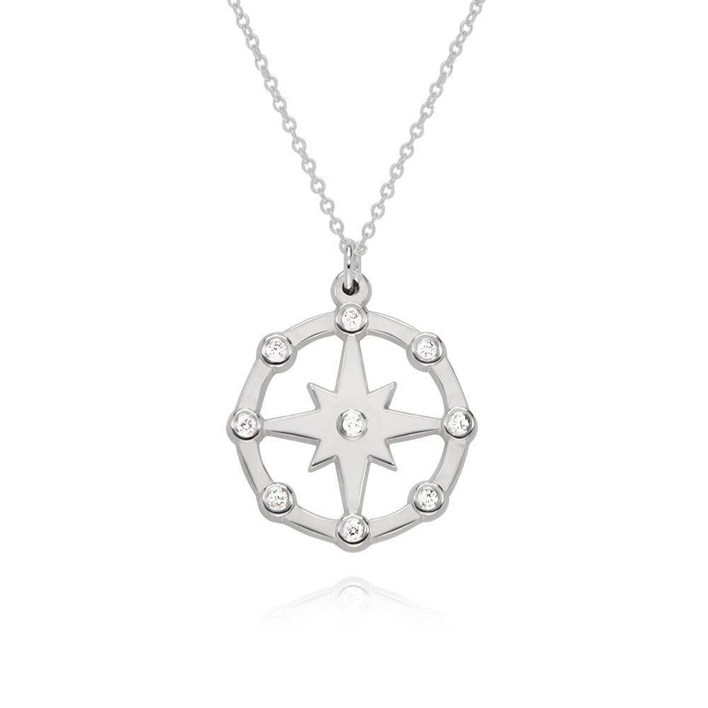 Twinkling Northern Star Necklace with Diamonds in Sterling Silver