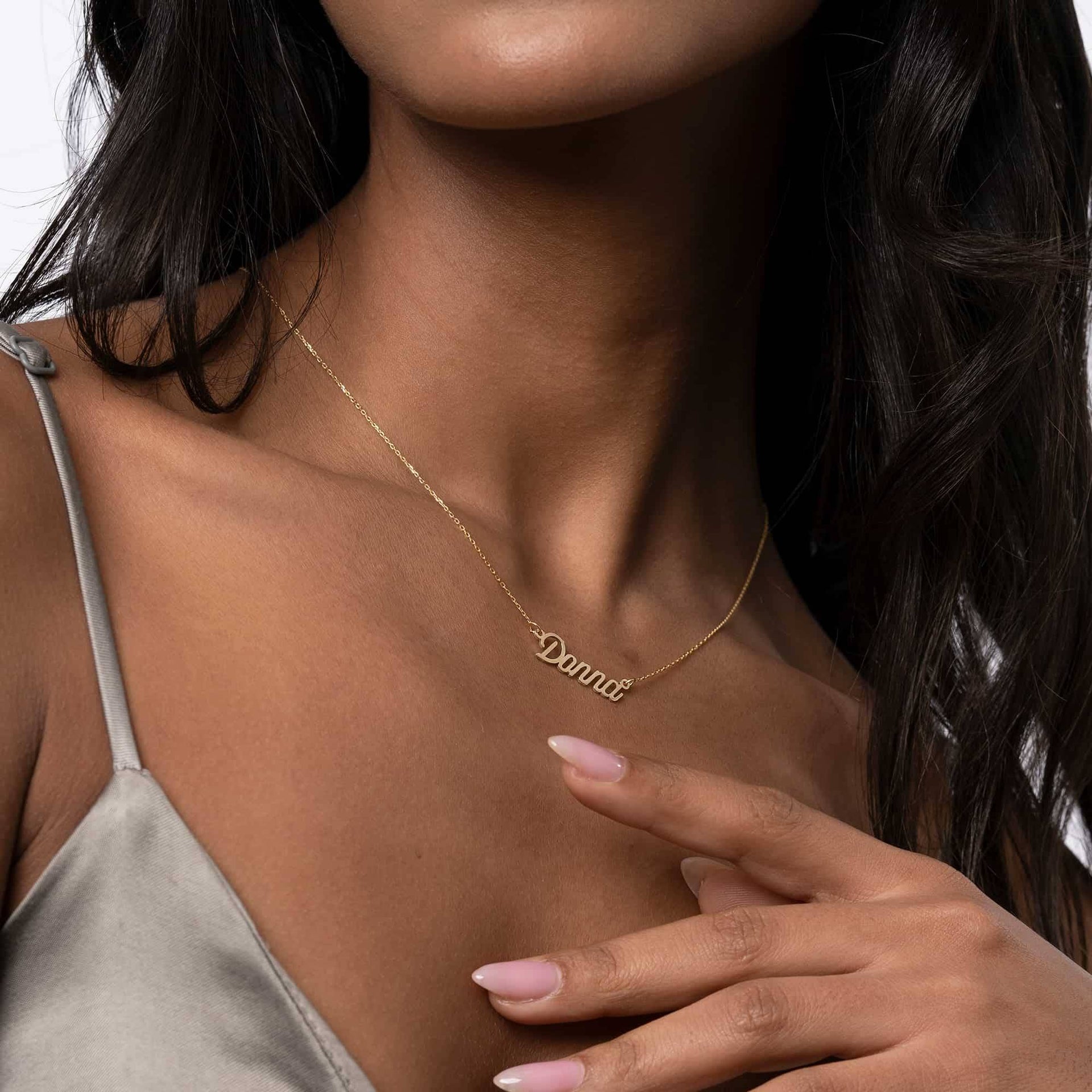 Twirl Script Name Necklace in 14K Yellow Gold