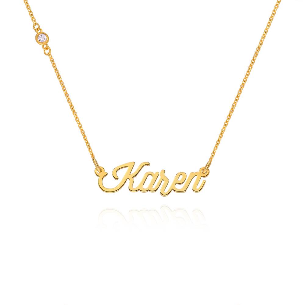 Twirl Script Name Necklace with Diamond in 18K Gold Plating