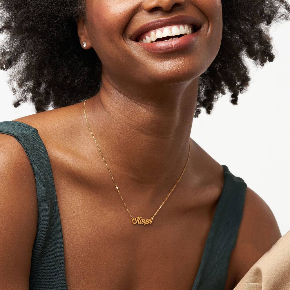 Twirl Script Name Necklace with Diamond in 18K Gold Plating