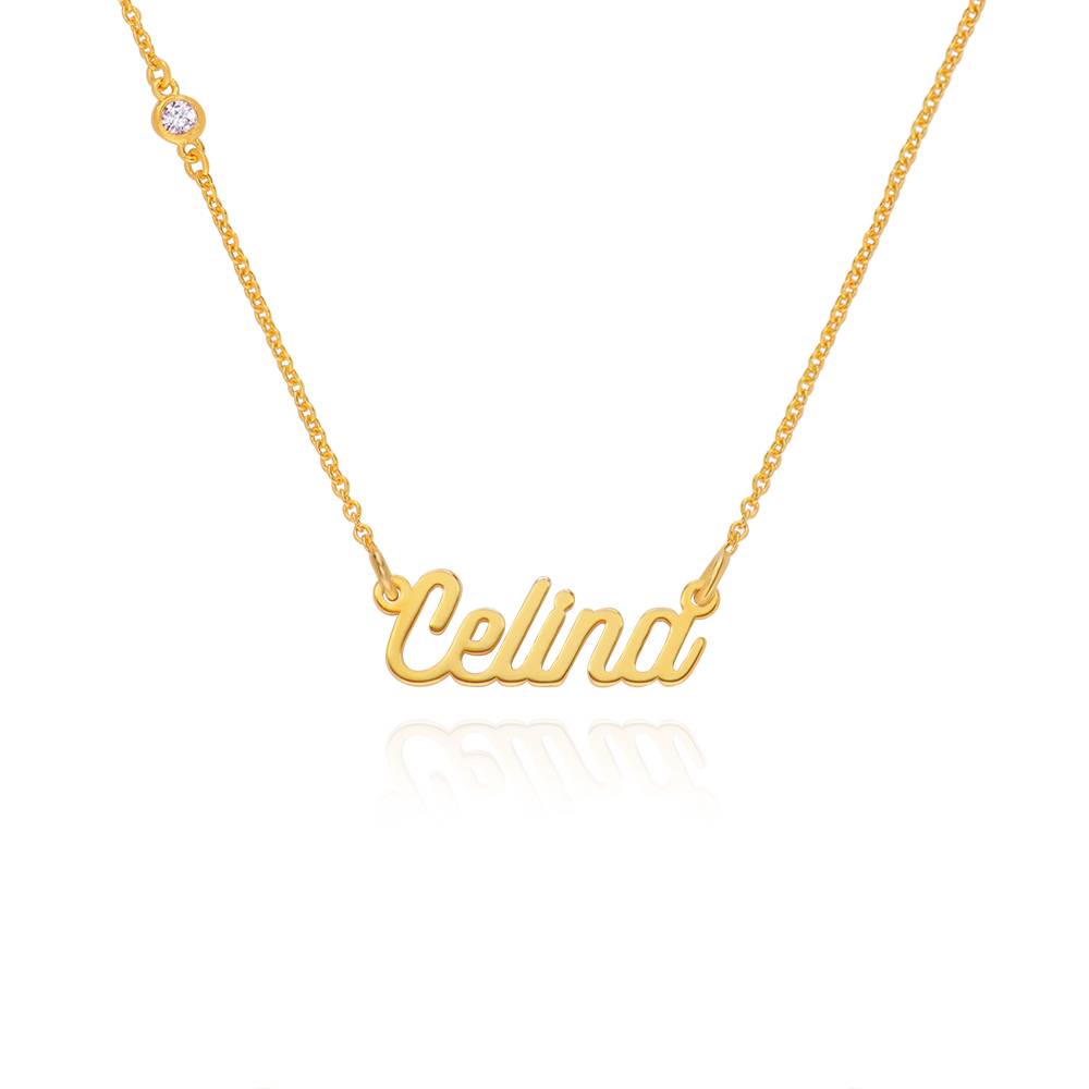 Twirl Script Name Necklace with Diamond in 18k Gold Vermeil