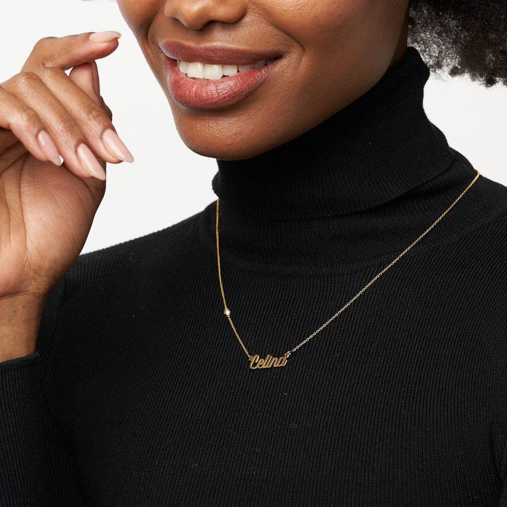 Twirl Script Name Necklace with Diamond in 18k Gold Vermeil