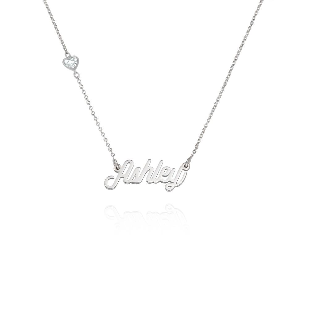 Twirl Script Name Necklace With Heart Diamond in Sterling Silver