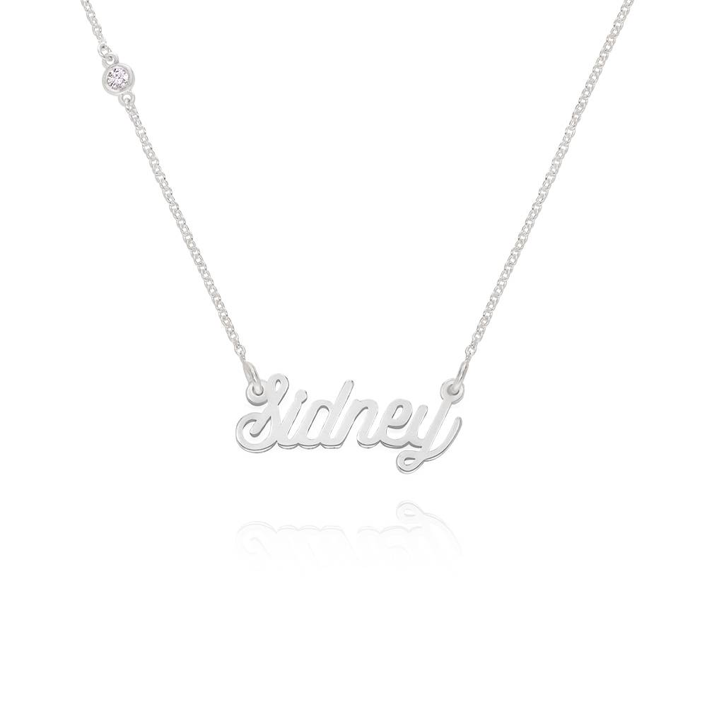 Twirl Script Name Necklace with Diamond in Sterling Silver