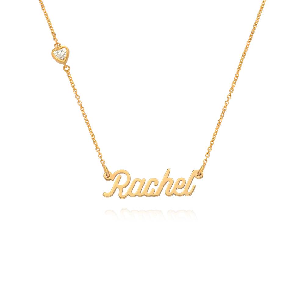 Twirl Script Name Necklace With Heart Diamond in 18K Gold Vermeil