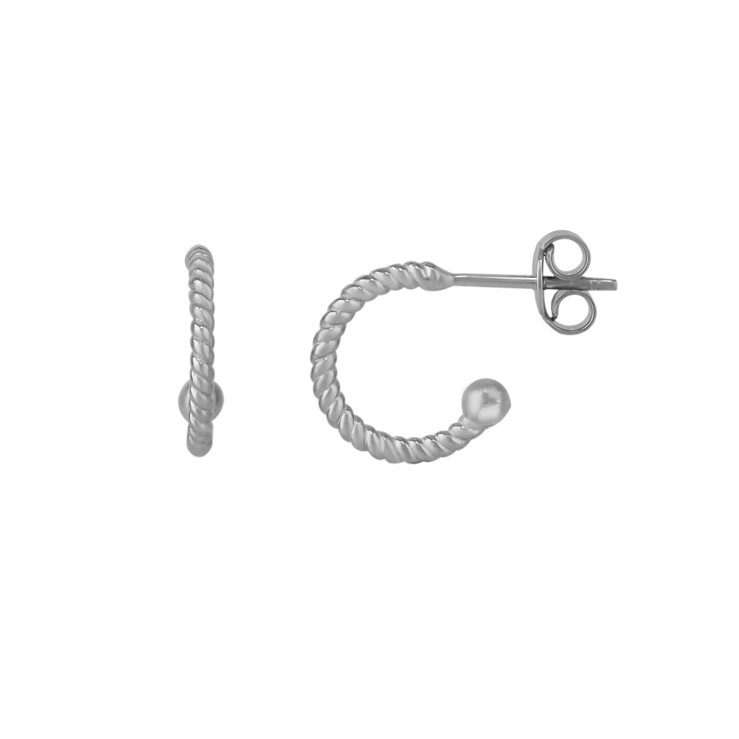 Twisted Bead End Sterling Silver Earrings - Silver