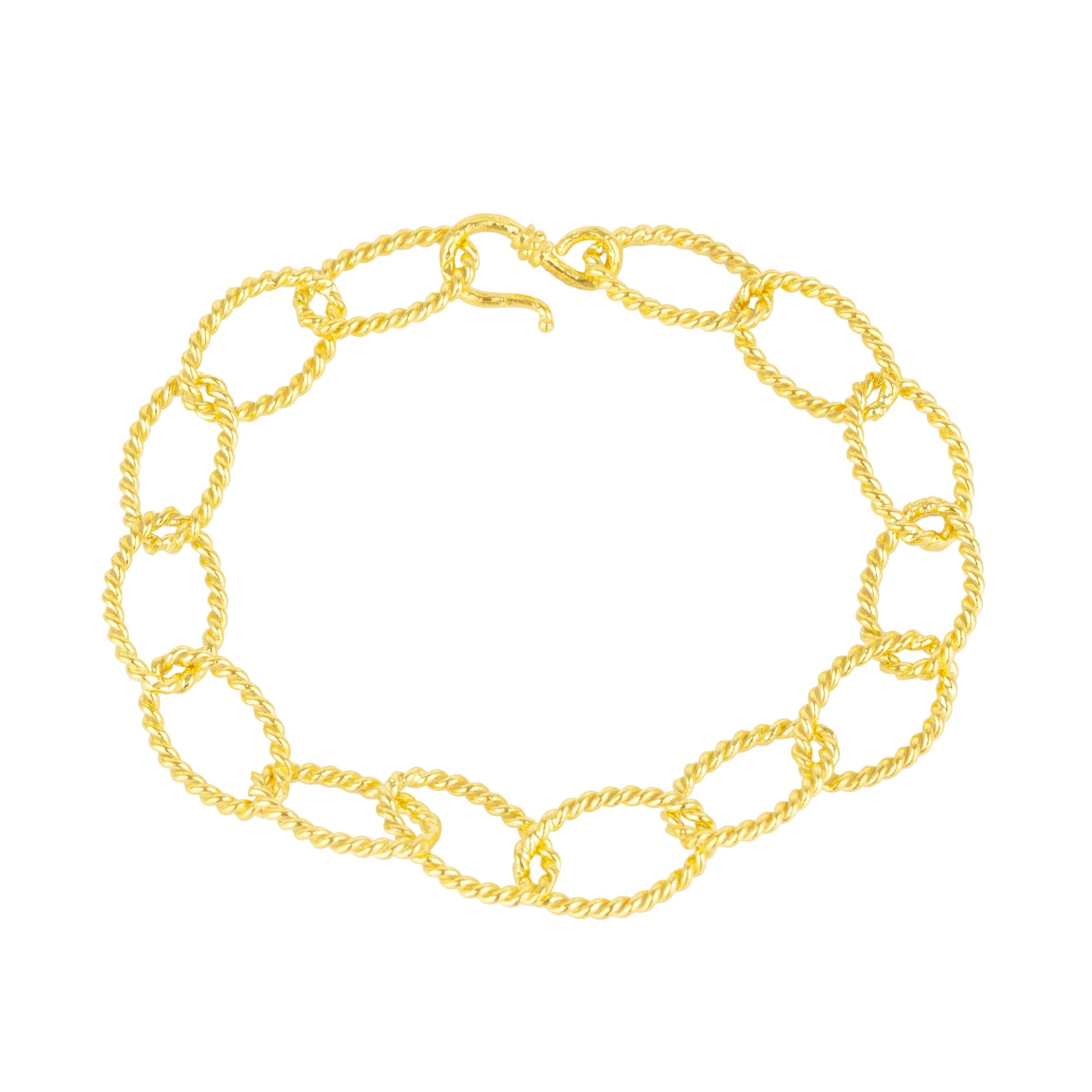 Twisted Elliptical Hoops Gold Bracelet