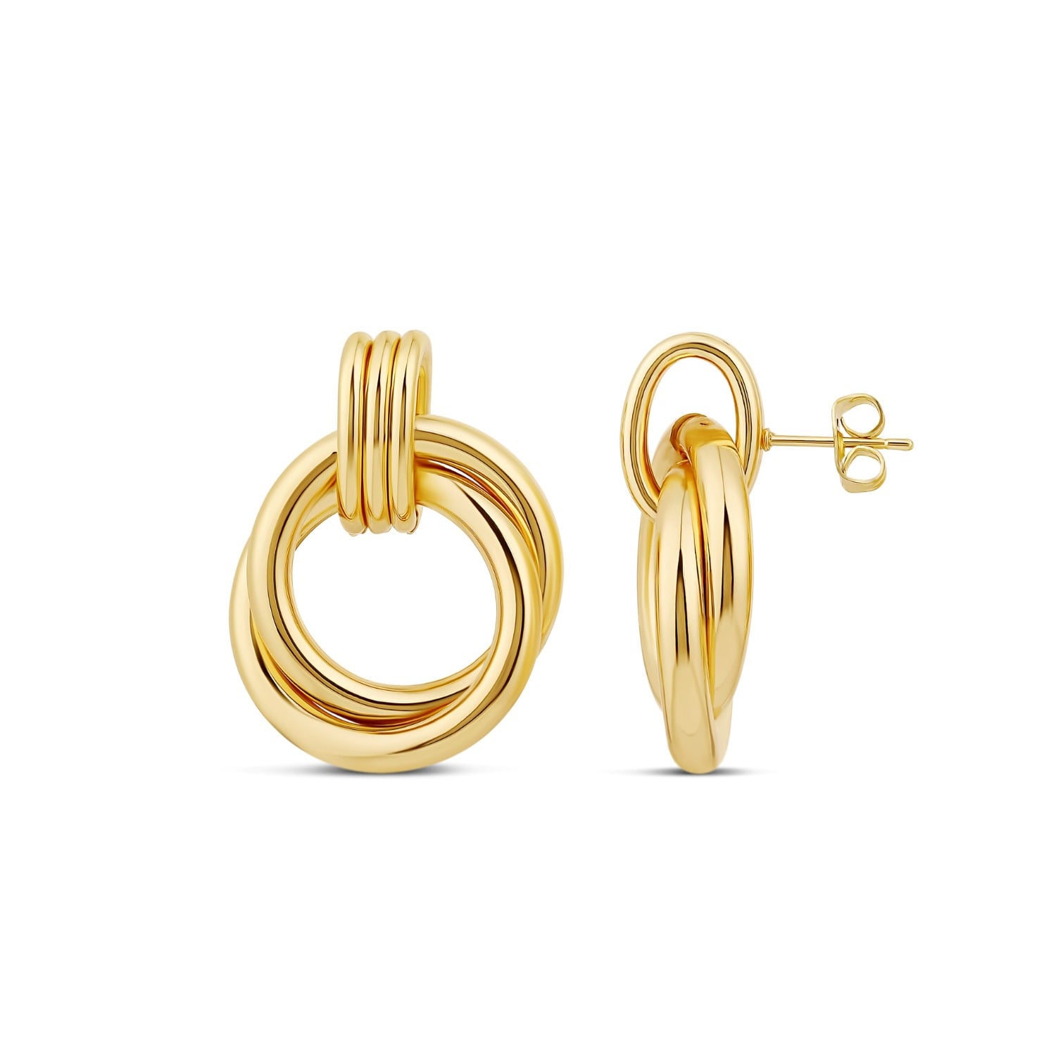 Twisted Round Drop Earrings - Gold