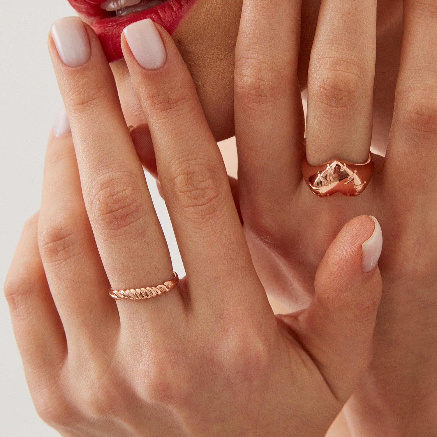 Twisted Screw Sterling Silver Ring - Rose Gold