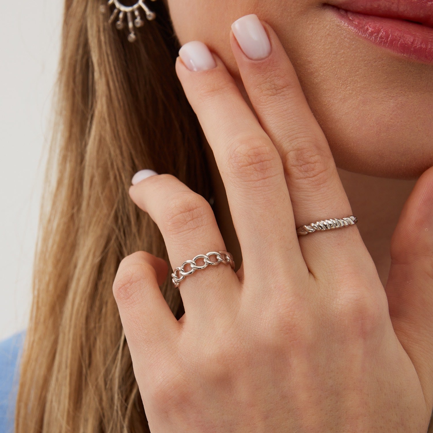 Twisted Screw Sterling Silver Ring - Silver