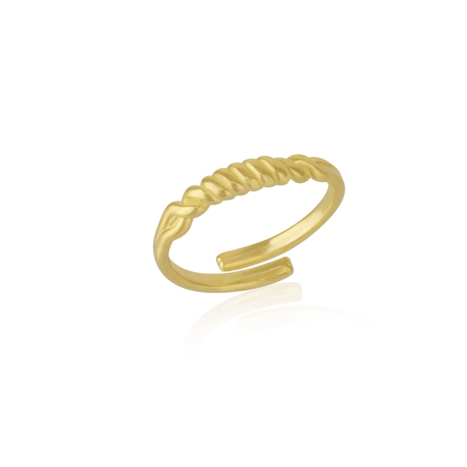 Twisted Screw Sterling Silver Ring - Gold