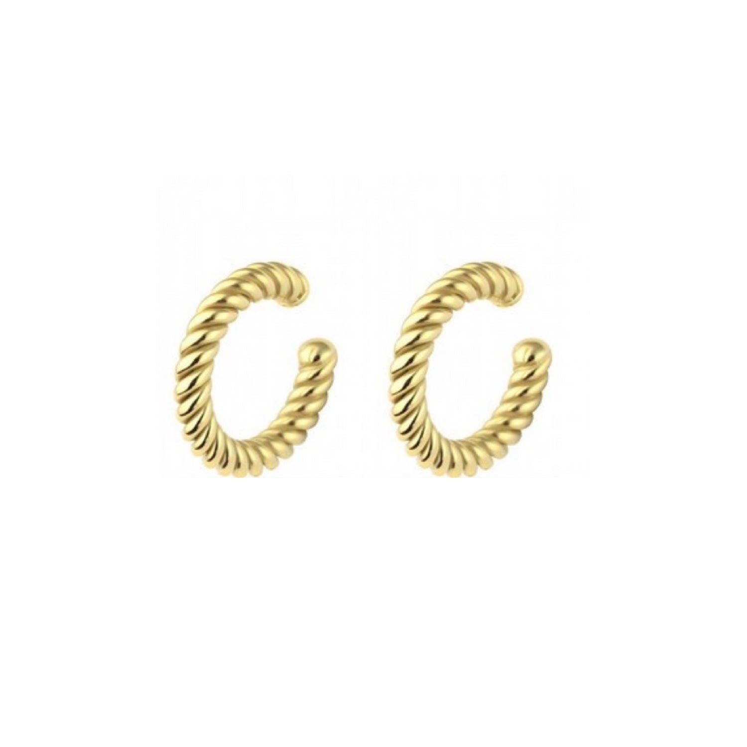Twisted Sterling Silver Ear Cuff No Piercing - Pair - Gold