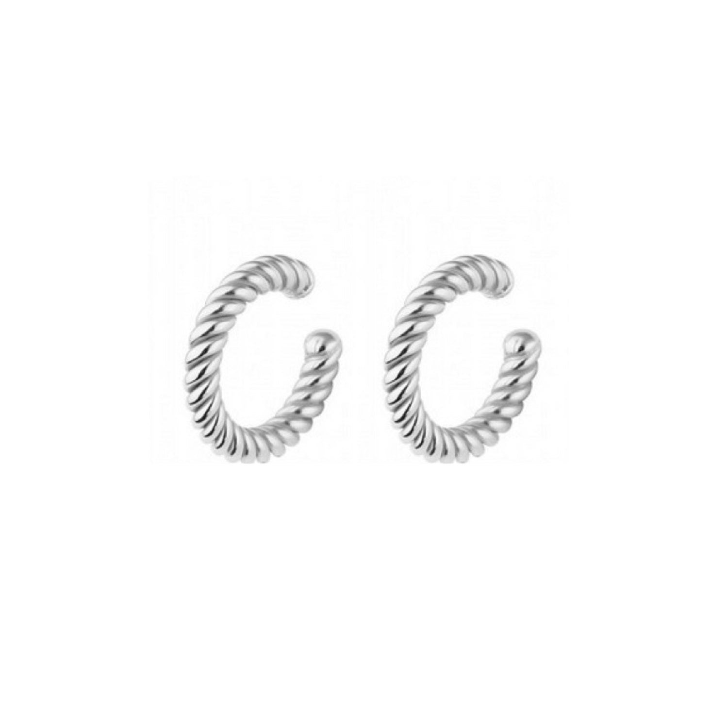 Twisted Sterling Silver Ear Cuff No Piercing - Pair - Silver