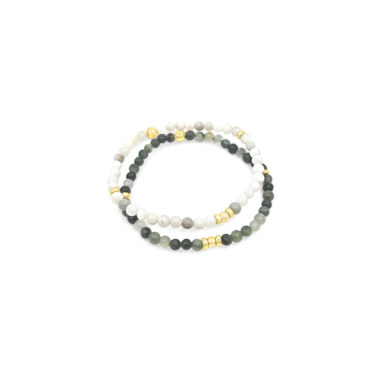 Two Beaded Bracelet-Gold