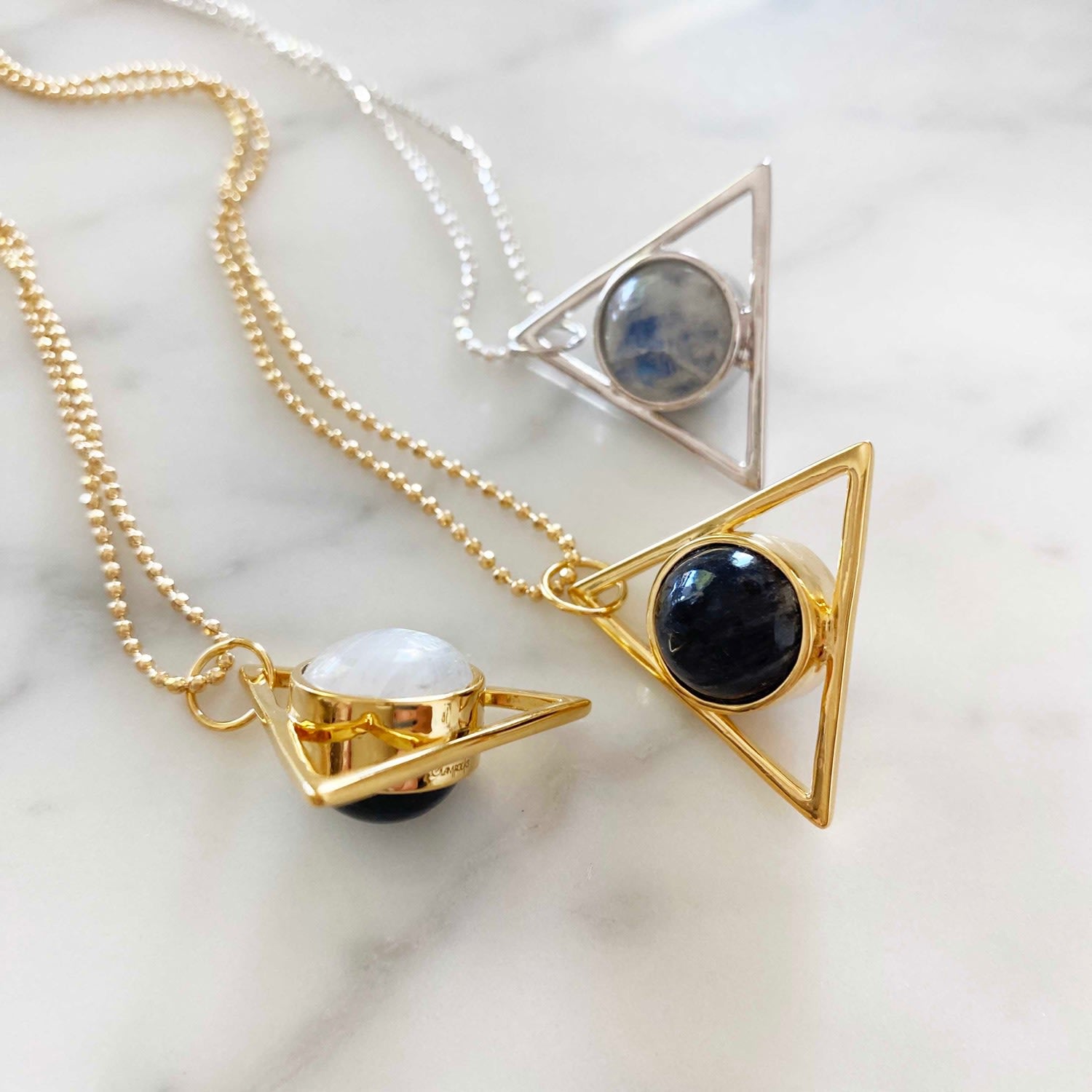 Two Faced Double Sided Necklace- Adventurine, Moonstone