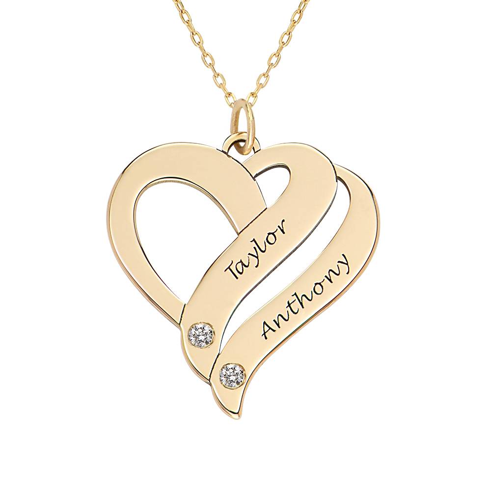 Two Hearts Forever One 10K Yellow Necklace with Diamond