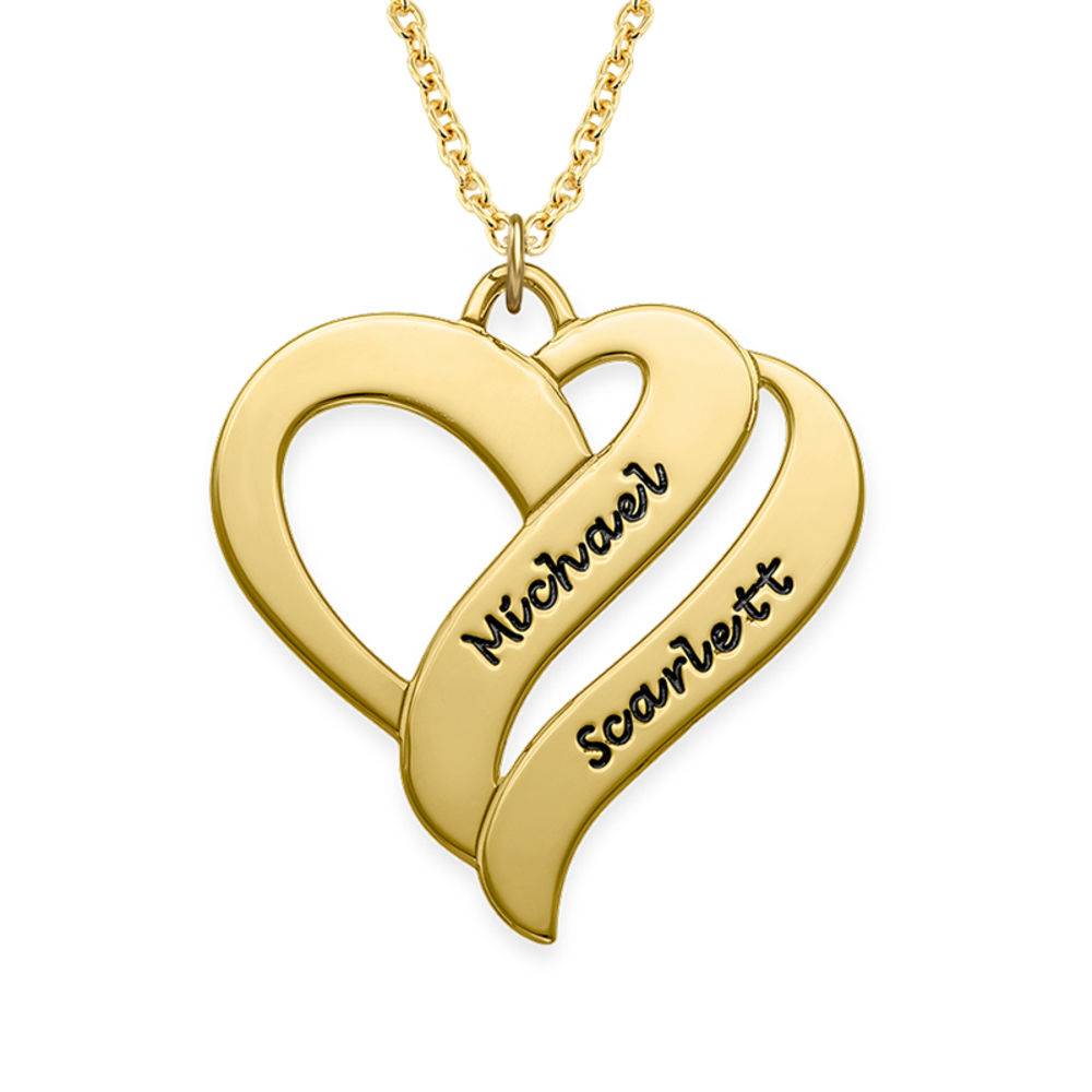 Two Hearts Forever One Necklace in 18k Gold Plating