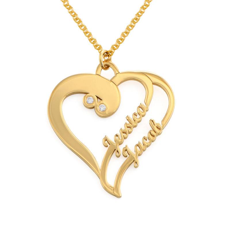 Two Hearts Forever One Necklace with Diamond in 18k Gold Vermeil