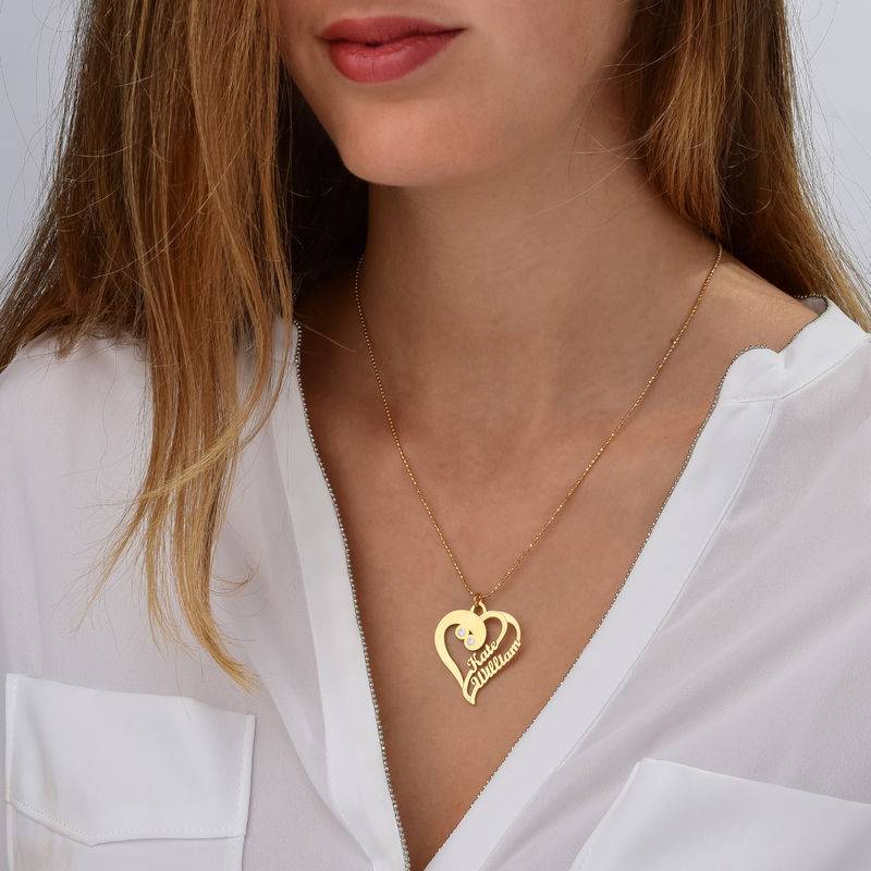 Two Hearts Forever One Necklace with Diamond in 18k Gold Vermeil