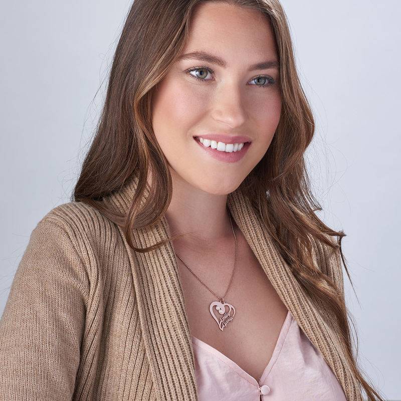 Two Hearts Forever One Necklace with Diamond in Rose Gold Plating