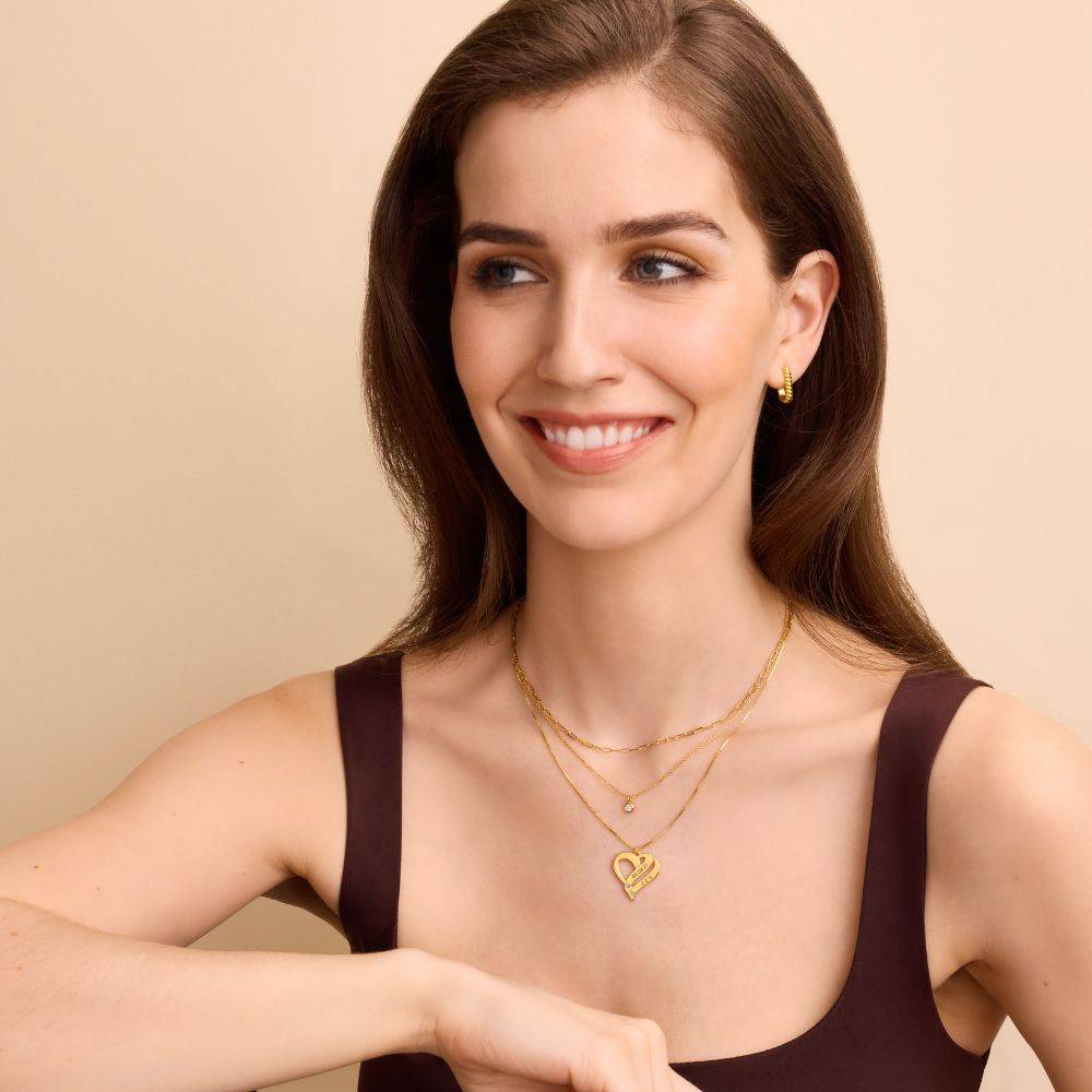 Two Hearts Forever One Necklace with Diamonds in 18k Gold Vermeil