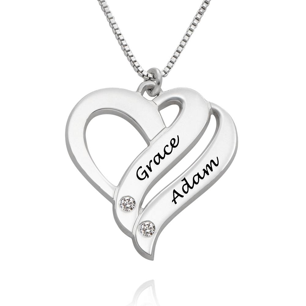 Push Present - Two Hearts Forever One Sterling Silver Diamond Necklace